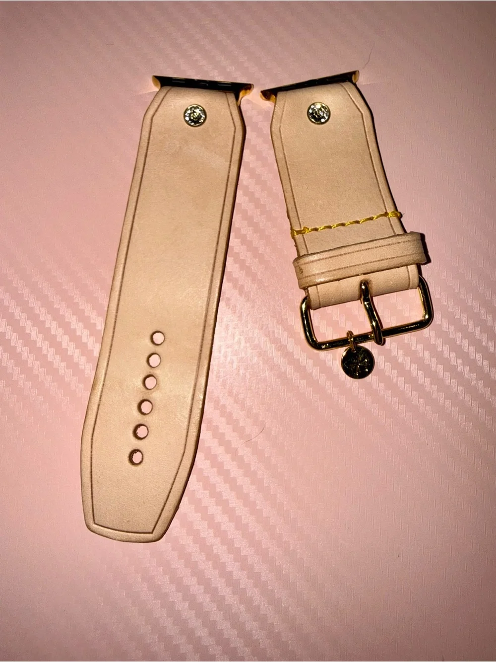 Vachetta Leather Watch Band with Gold Hardware by Spark*l Bands
